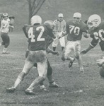 Bridgewater College, Dan Legge (photographer), football action photo featuring Ellis Lawson and Doug Chaffins, circa 1969 by Dan Legge
