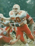 Bridgewater College, Football action photograph featuring Mike Fitzmeyer, circa 1990 by Bridgewater College