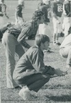 Bridgewater College, Photograph of football statsmen Robert Armbruster and B. Elliot, circa 1974 by Bridgewater College