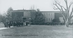 Bridgewater College, Founder's Day processional lined up outside the Alexander Mack Memorial Library, 1982 by Bridgewater College
