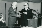 Bridgewater College, Randall G. Spoerlein receiving an Outstanding Service Award, 6 April 1984 by Bridgewater College
