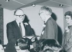 Bridgewater College, Wayne F. Geisert presenting an Outstanding Achievement Award to Larwrence Hoover at the Founder's Day Dinner, 4 April 1986 by Bridgewater College