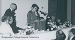 Bridgewater College, Margaret Flory Rainbolt reading the citation for Lawrence Hoover at Founder's Day, 4 April 1986 by Bridgewater College