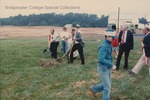 Bridgewater College, Ed Huffstetler, Maurine Geisert and Wendell Flory at Geisert Hall groundbreaking, 7 June 1989 by Bridgewater College