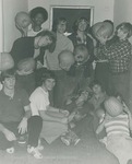 Bridgewater College, Photograph of male students with pumpkins and apples, Autumn 1973 by Bridgewater College