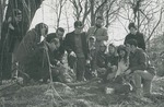 Bridgewater College, Dan Legge (photographer), Group portrait of the Hillandalers in the woods, circa 1969 by Dan Legge