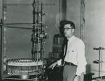 Bridgewater College Chemistry professor Dr. Lowell Heisey with chemistry equipment, 1960 by Bridgewater College
