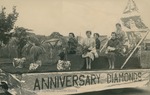 Bridgewater College, The Homecoming Court on a float, 1954 by Bridgewater College