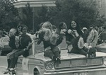 Bridgewater College, Cheerleaders from the Class of 1972 riding on a car at Homecoming, 1971