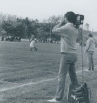 Bridgewater College, A man videotaping the Homecoming game for WHSV TV 3, 4 Oct 1980 by Bridgewater College