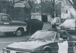 Bridgewater College, Homecoming Queen Judy Custer riding in the Homecoming parade, 4 Oct 1980