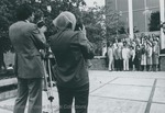 Bridgewater College, Photograph of the taking of the Class of 1967 reunion photo at Homecoming, 1982