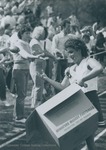 Bridgewater College, A student throwing mini-footballs at Homecoming, 1985 by Bridgewater College