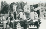 Bridgewater College, Students on a Homecoming Parade float as Snow White and the Seven Dwarves, probably 1979