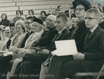 Bridgewater College, Wayne F. Geisert's family watching his inauguration, 3 April 1965 by Bridgewater College