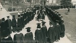 Bridgewater College, Students forming an echelon for the academic procession of Founder's Day and inauguration, 3 April 1965 by Bridgewater College
