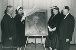 Bridgewater College, Photograph of the unveiling of a portrait of Virginia Garber Cole Strickler, 28 March 1956 by Bridgewater College