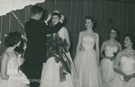 Bridgewater College, Photograph of Dave Miller crowning Sue Burkholder as the Prettiest Freshman at the 1956-1957 Winter Formal by Bridgewater College