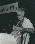Bridgewater College, Professor Ruth Howe at the Mu Epsilon Mu Booth at May Day, 1976 by Bridgewater College