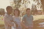 Bridgewater College, Stuart Vaughters, Janet Funk and Greg Croushorn at the May Day festival, 1985 by Bridgewater College