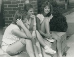 Bridgewater College, Photograph of students sitting outside Memorial Hall, 1980s by Bridgewater College
