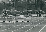 Bridgewater College, Dan Legge (photographer), photograph of Jim Wampler leading in hurdles, circa 1969 by Dan Legge