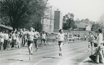 Bridgewater College, Photograph of a race with a runner at the finish line, undated by Bridgewater College