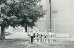 Bridgewater College, Photograph of the Volleyball Team cheering for the Field Hockey Team, circa 1985 by Bridgewater College