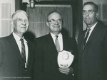 Bridgewater College, Photograph of Edward K. Ziegler, center, winning a BC Alumnus Award, 1960 by Bridgewater College